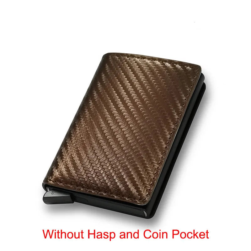 Packlite: Black Carbon Automatic Pop-up Card Case Fiber Wallet with RFID Blocking Technology