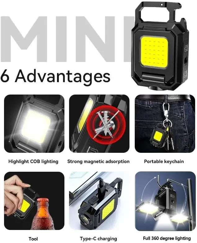 Survival Essentials: Tiny but Mighty Mini Keychain Light with High-Intensity LED USB Rechargeable Flashlight IPX4 Waterproof for Outdoor Camping Hiking